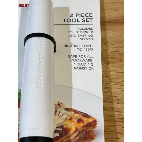 KITCHENAID White 2Pc. Turner & Basting Spoon Tool SET NEW WITH TAGS! - Picture 2 of 4
